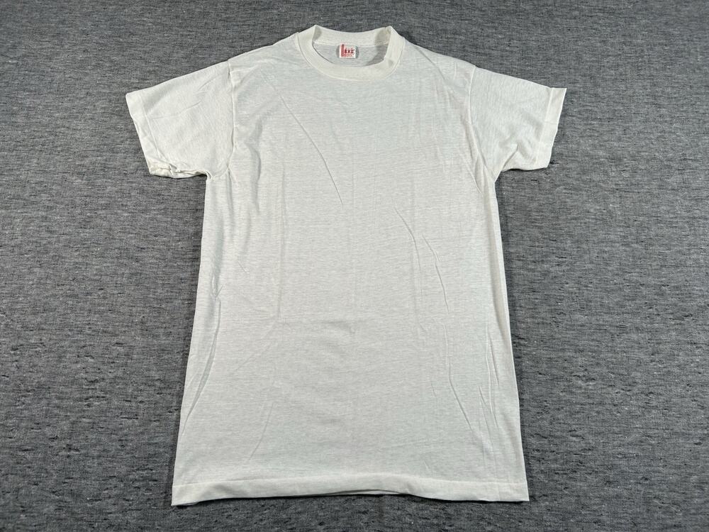 Vintage BVD Shirt Mens Large 42-44 White Short Sleeve Blank Single Stitch